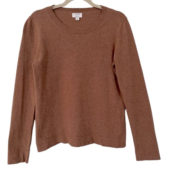 J. CREW BROWN TEDDIE COTTON WOOL BLEND CREWNECK SWEATER SIZE MEDIUM - Picture 2 of 11